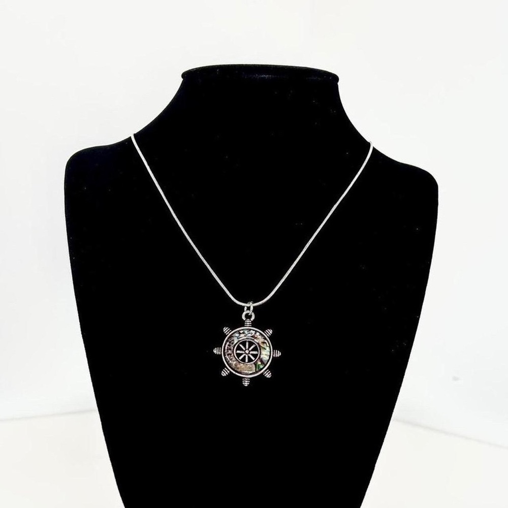 Sterling Silver Mermaid Core Pirate Ship Helm Necklace